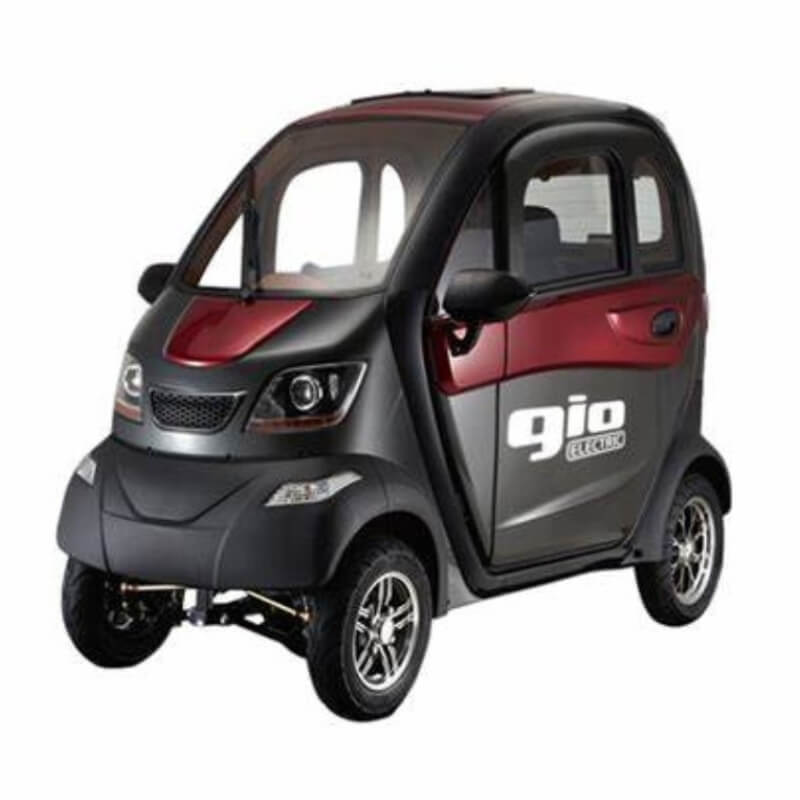 GIO Golf Enclosed Mobility Scooter - Black & Red Corner View