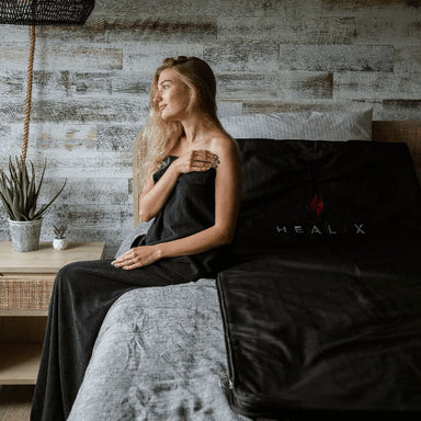 HEALiX Comfort Sauna Blanket Insert Girl Blanket on Bed