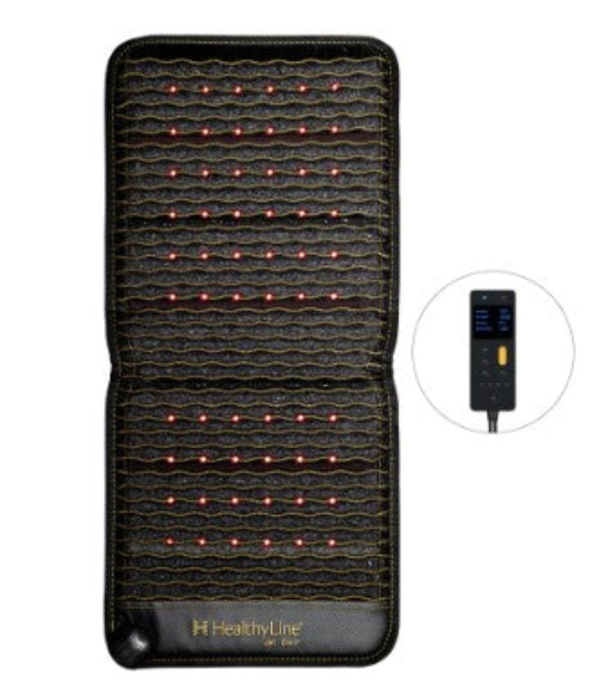 Control Panel: An image of the control panel displaying settings for PEMF therapy, photon light therapy, and temperature adjustments