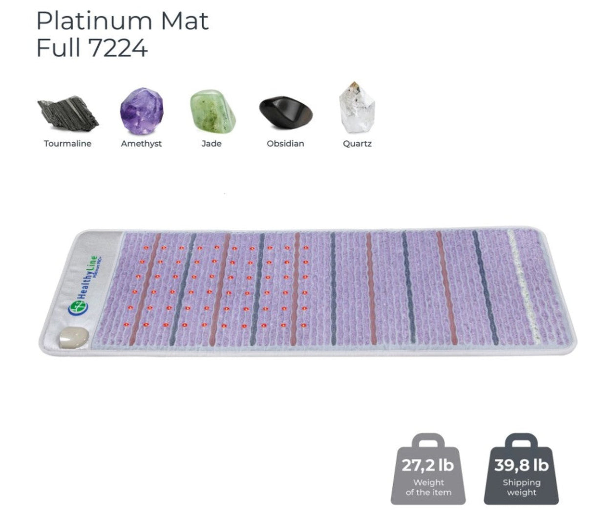 Close-up of the gemstones integrated into the Platinum PEMF Mat, highlighting their therapeutic properties.