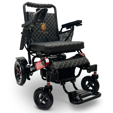 Close-up of the robust tires and durable frame of the ComfyGO MAJESTIC IQ-7000 Electric Wheelchair.