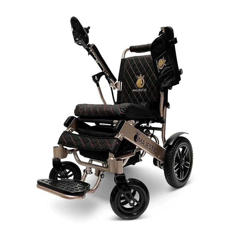 MAJESTIC IQ-8000 Remote Controlled Lightweight Electric Wheelchair Black Quilted Joystick-Controlled