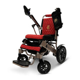 MAJESTIC IQ-8000 Remote Controlled Lightweight Electric Wheelchair Joystick-Controlled Red Quilted Bronze Frame