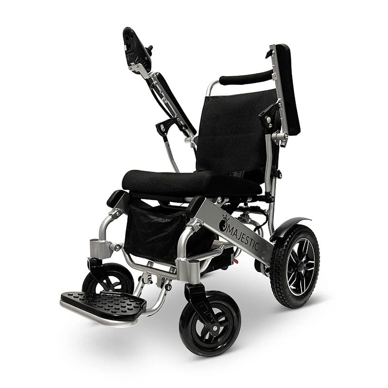 MAJESTIC IQ-8000 Remote Controlled Lightweight Electric Wheelchair Side Angle Silver Frame