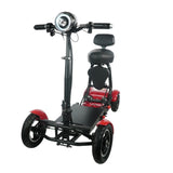 Front view of the MS-3000 Foldable Mobility Scooter, highlighting the LED headlight and sturdy handlebars for safe navigation