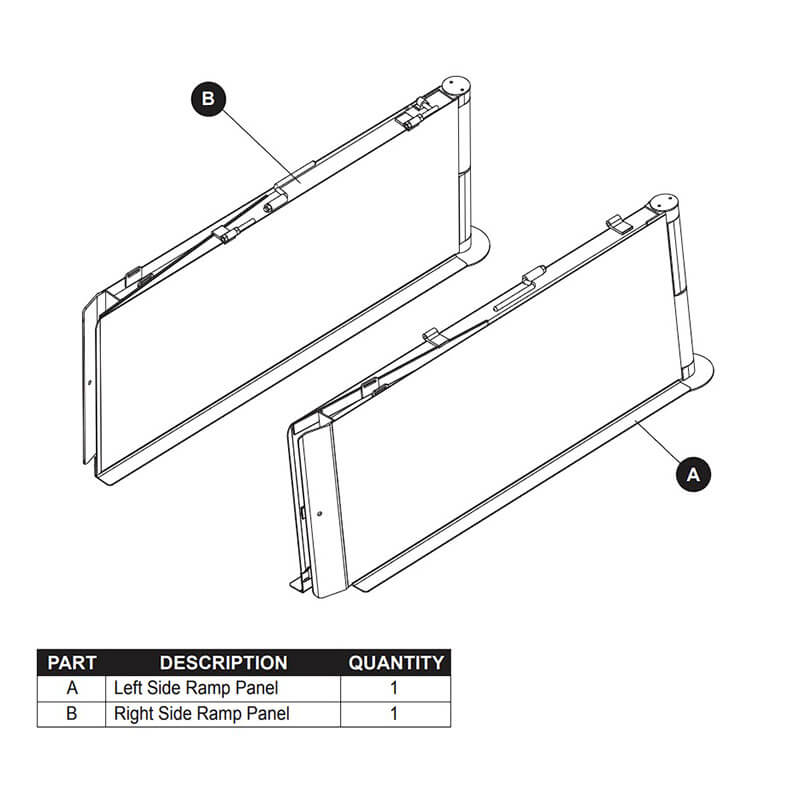 PVI Aluminum Multi-Fold Bariatric Wheelchair Ramp 5' x 36 Technical Drawing Part