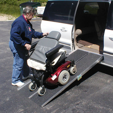 PVI Aluminum Multi-Fold Wheelchair Ramp 7' x 30 Wheelchair  Transport In Van