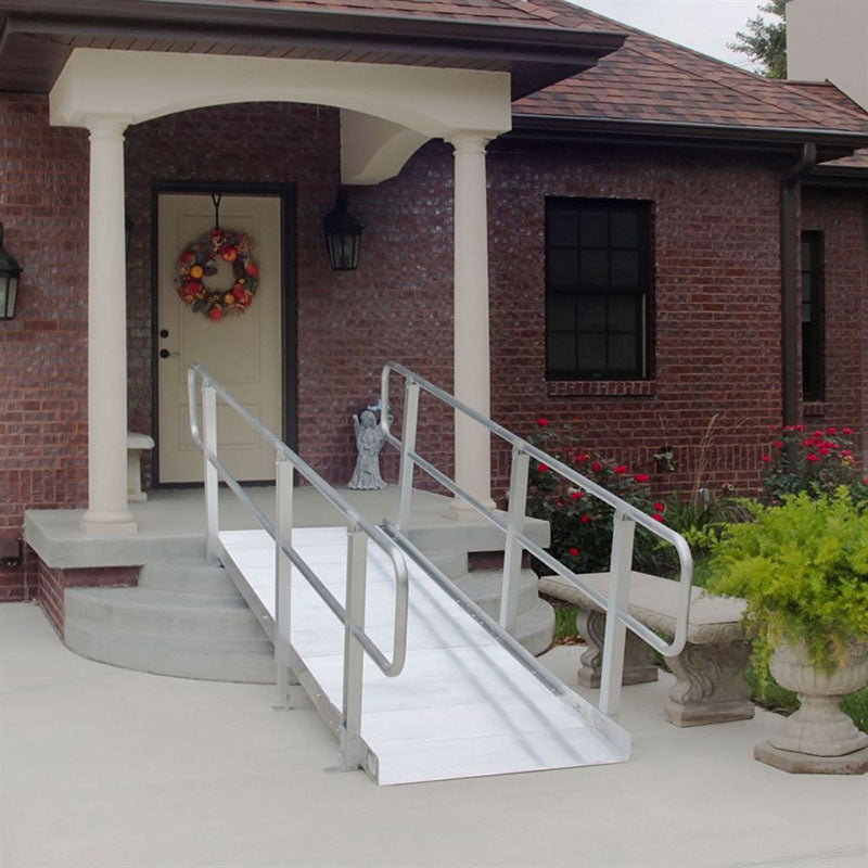 PVI OnTrac Wheelchair Access Ramp with Handrails 8' x 36 Front House With Rails