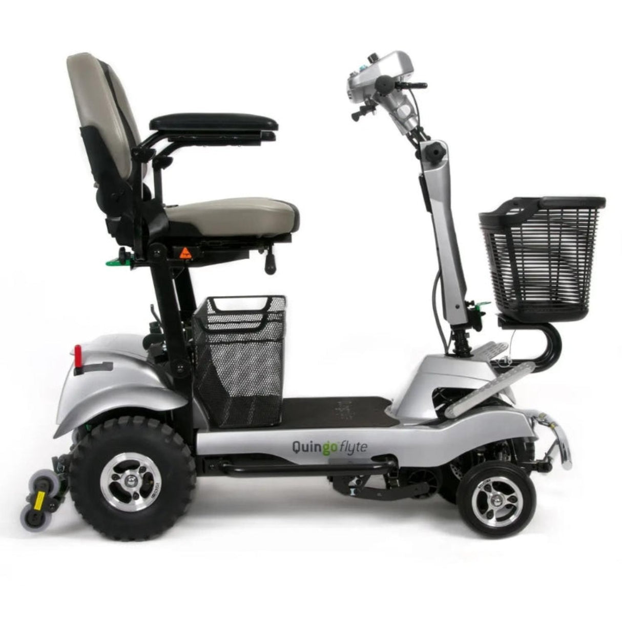 Quingo Flyte Mobility Scooter With MK2 Self Loading Ramp Side View