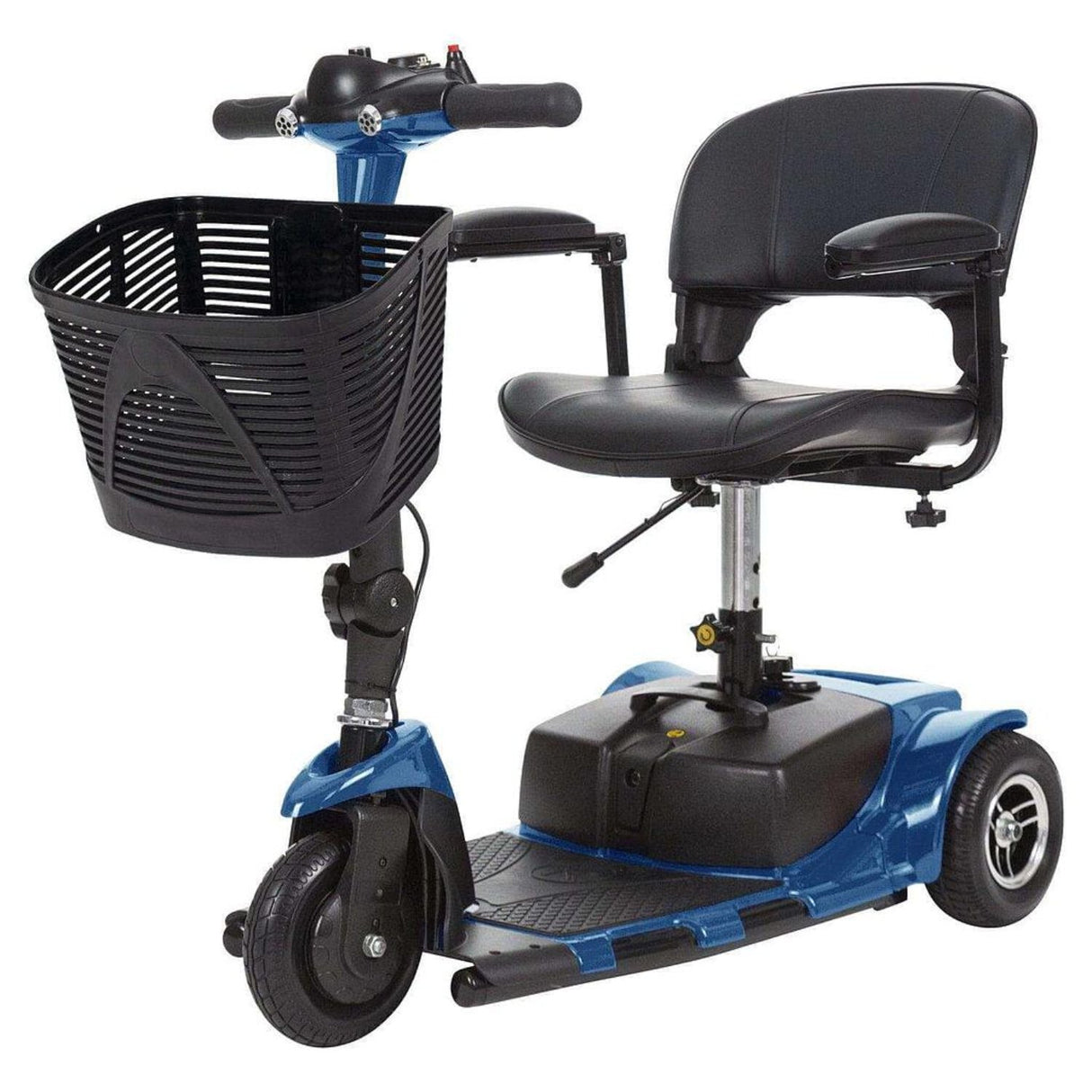 Vive Health 3-Wheel Mobility Scooter front view with padded seat and basket