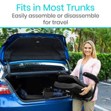 Each section fits comfortably in the trunk of standard-sized vehicles, making it ideal for travel.