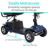 8.86-inch flat-free tires on the Vive Health Series A mobility scooter for smooth navigation