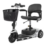 Vive Health 3-Wheel Mobility Scooter - black- front view with padded seat and basket