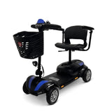 Front view of the Z-4 Ultra-Light Electric Mobility Scooter with an ergonomic handlebar and bright LED lights