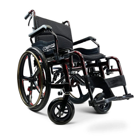 comfygo x-1 lightweight manual wheelchair special edition red