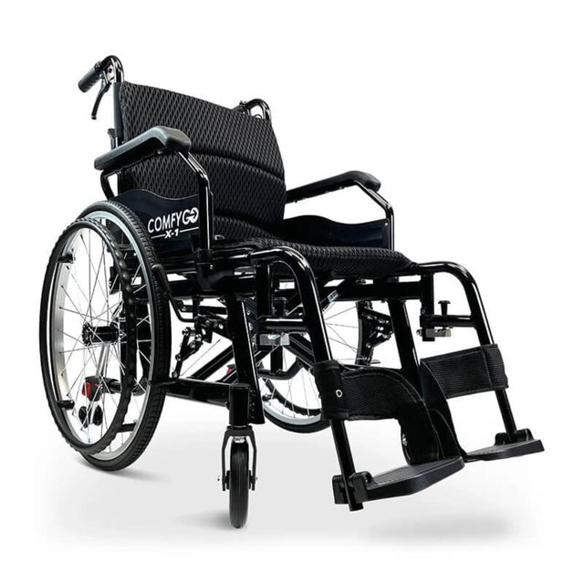 comfygo x-1 lightweight manual wheelchair standard black